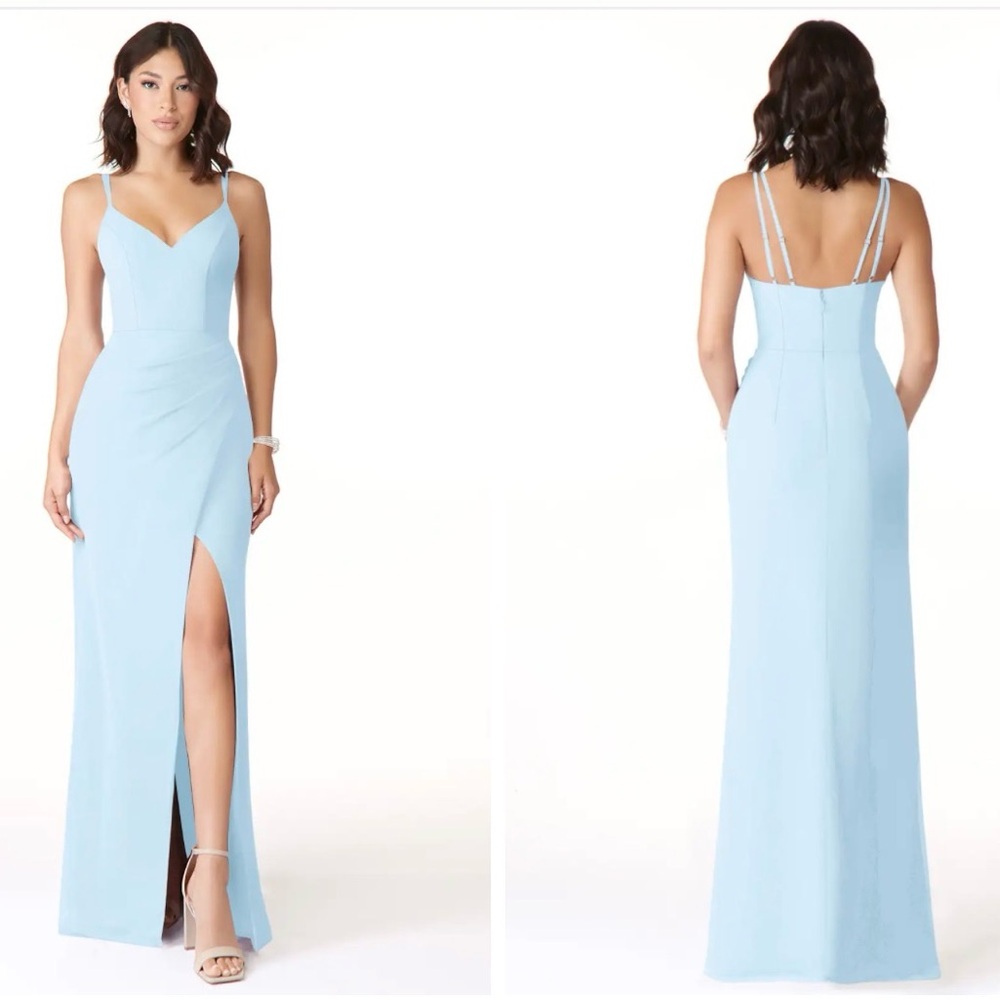 Azazie Light Blue Maxi Dress with Slit